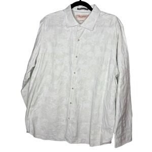 Tommy Bahama Mens Mint Green Floral Silk Blend Shirt Island Modern Fit Large